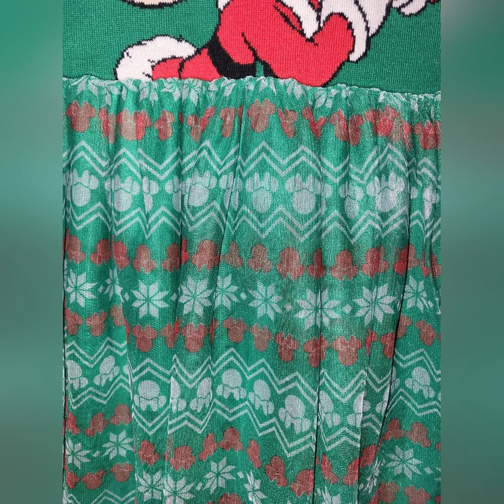 Disney Minnie Mouse Christmas Knit Dress Green Red Girls Large 10-12 Tutu White
